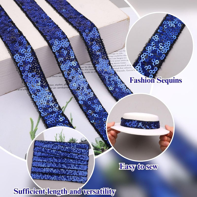 DHFLYDH Royal Blue Sequin Trim Sequin Ribbon 7.5 Yards Flat Glitter Trim for Sewing, Costumes, Wedding Decor, Fashion Crafting - Image 3